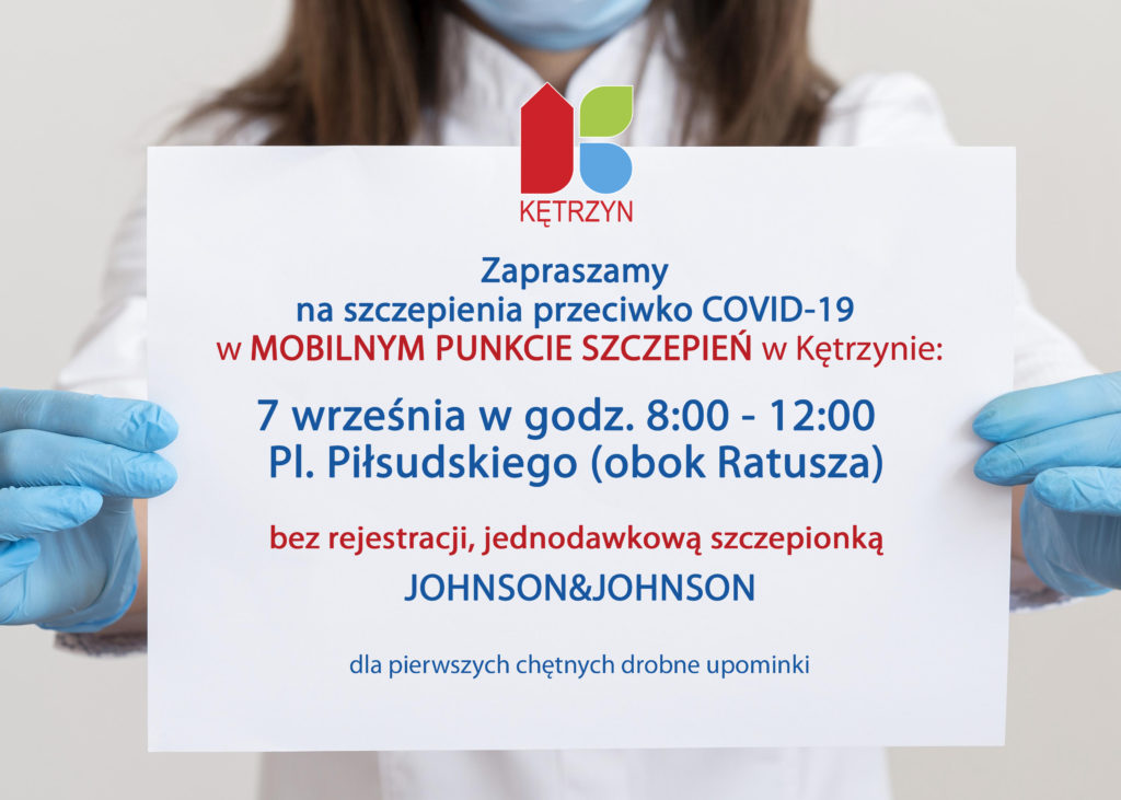 ‼ Mobilny Punkt Szczepień w Kętrzynie ‼  Już 7 września, we wtorek przed kętrzyńskim Ratuszem pojawi się Mobilny Punkt Szczepień  👉 w godzinach 8:00 - 12:00 👉 bez wcześniejszej rejestracji  👉 jednodawkowa szczepionki przeciwko Covid-19 firmy Johnson&Johnson  Serdecznie zapraszamy