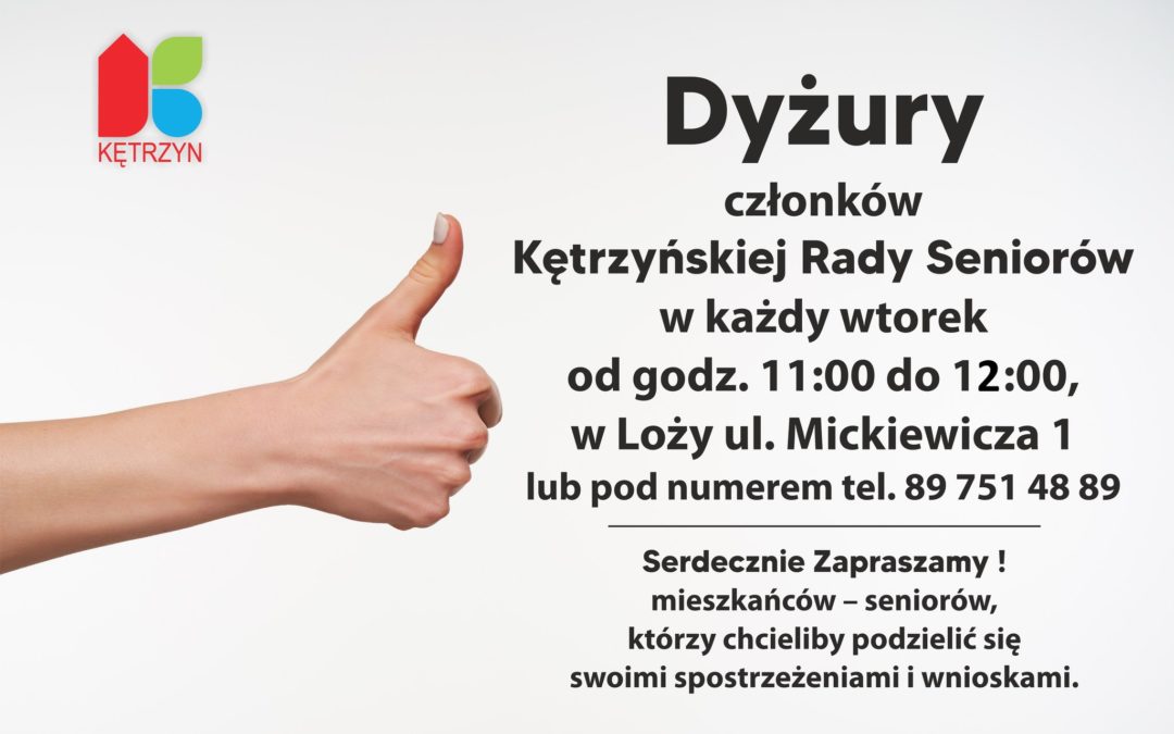 Informacja ws. dyżurów Kętrzyńskiej Rady Seniorów